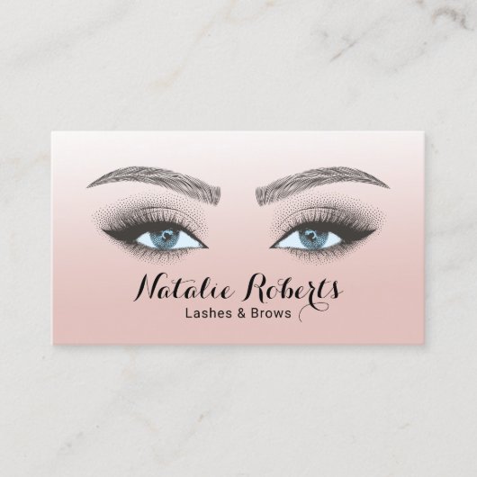 Lashes Brows Microblading Beauty Salon Blush Pink  Visitekaartje (Voorkant)