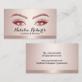 Lashes & Brows Microblading Blush Roos Gold Border Visitekaartje (Voorkant / Achterkant)