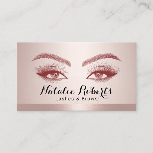 Lashes & Brows Microblading Blush Roos Gold Border Visitekaartje (Voorkant)