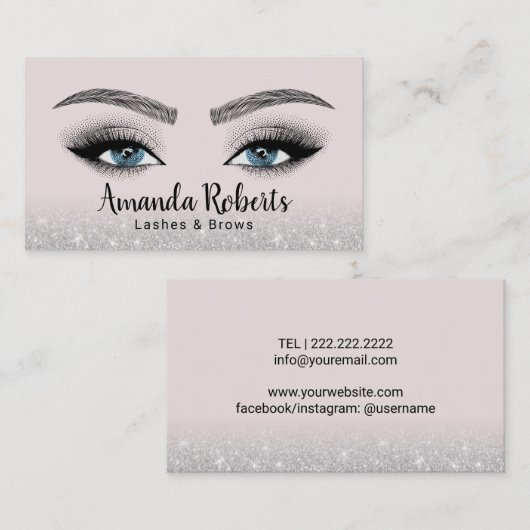 Lashes & Brows Microblading Girly Beauty Salon Visitekaartje (Voorkant / Achterkant)