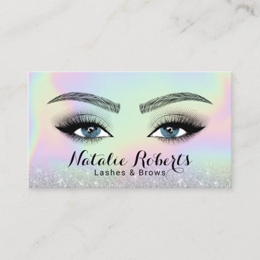 Lashes Brows Microblading Holographic Beauty Eyes Visitekaartje (Voorkant)