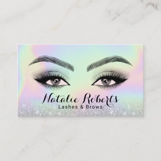 Lashes & Brows Microblading Holographic Beauty Visitekaartje (Voorkant)