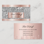 Lashes & Brows Microblading Pink & Silver Glitter Visitekaartje (Voorkant / Achterkant)