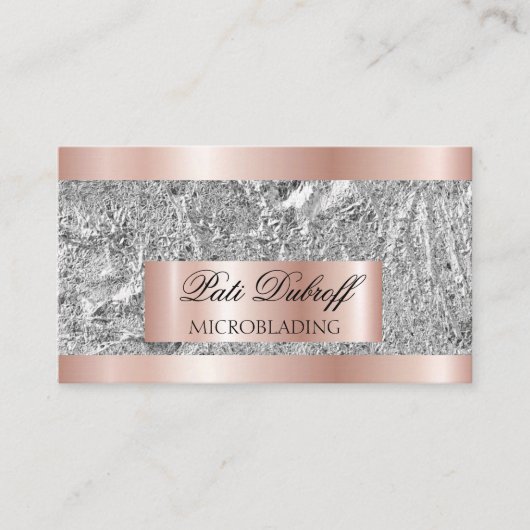 Lashes & Brows Microblading Pink & Silver Glitter Visitekaartje (Voorkant)