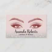 Lashes & Brows Microblading Pink & Silver Glitter Visitekaartje (Voorkant)