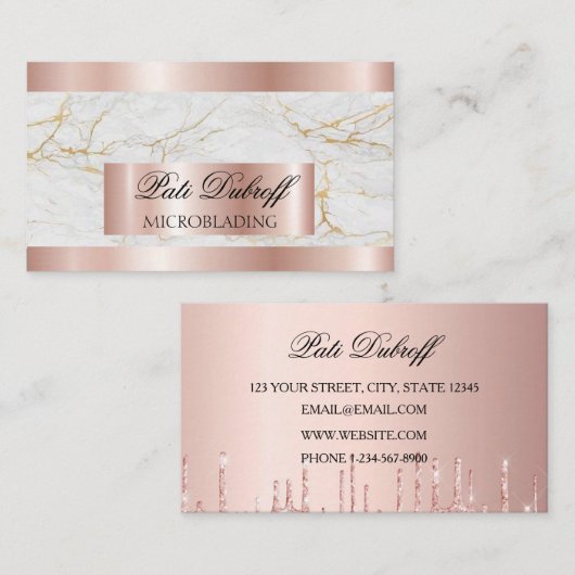 Lashes & Brows Microblading Pink & Silver Glitter Visitekaartje (Voorkant / Achterkant)