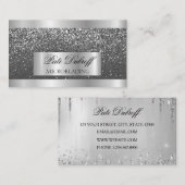 Lashes & Brows Microblading Pink & Silver Glitter Visitekaartje (Voorkant / Achterkant)