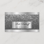 Lashes & Brows Microblading Pink & Silver Glitter Visitekaartje (Voorkant)