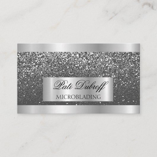 Lashes & Brows Microblading Pink & Silver Glitter Visitekaartje (Voorkant)