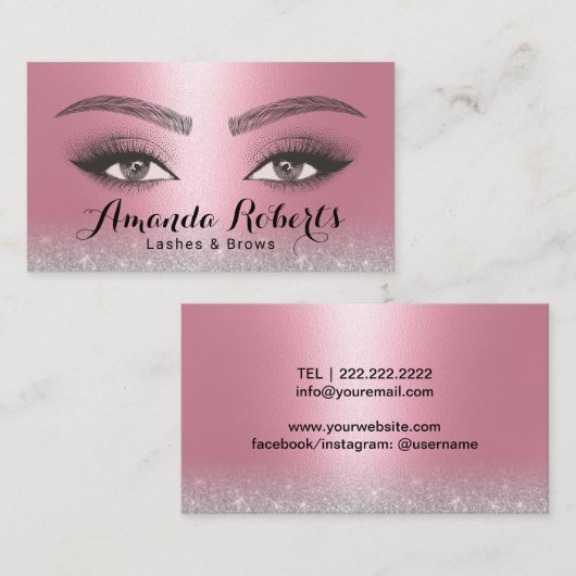 Lashes & Brows Microblading Salon Modern Roze Visitekaartje (Voorkant / Achterkant)