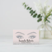 Lashes & Brows Microblading Trendy Cream & Grey Visitekaartje (Staand voorkant)