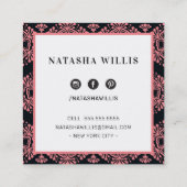 LASHES & BROWS modern minimalistisch koraal roze z Vierkante Visitekaartje (Achterkant)