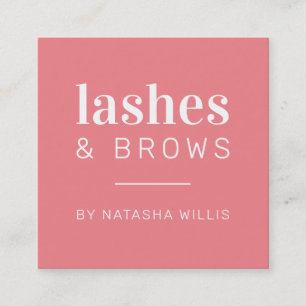 LASHES & BROWS modern minimalistisch koraal roze z Vierkante Visitekaartje