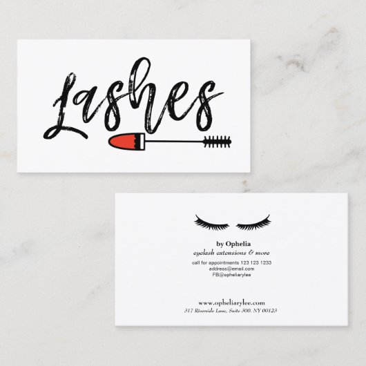 Lashes Brows Modern Script Minimal Makeup Beauty Visitekaartje (Voorkant / Achterkant)