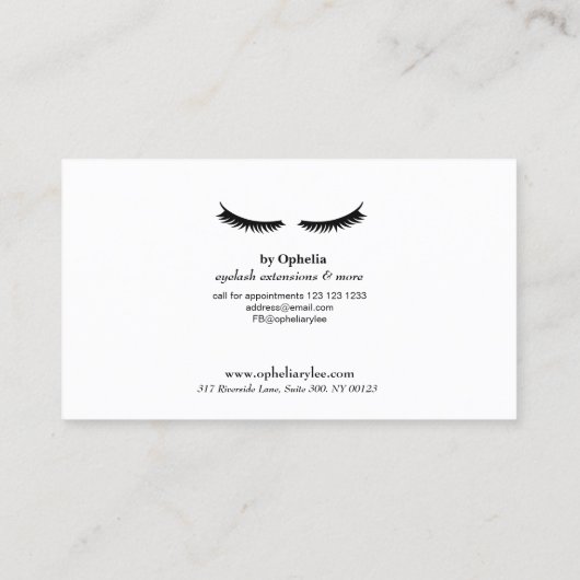 Lashes Brows Modern Script Minimal Makeup Beauty Visitekaartje (Achterkant)