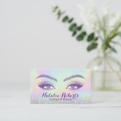 Lashes & Brows Pastel Holographic Beauty Salon SPA Visitekaartje (Staand voorkant)