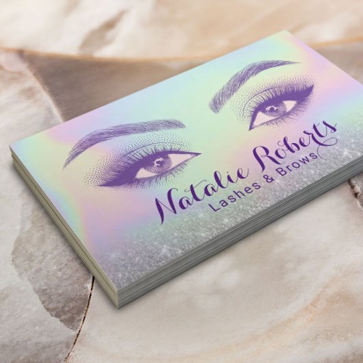 Lashes & Brows Pastel Holographic Beauty Salon SPA Visitekaartje