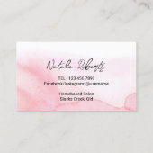 Lashes & Brows Salon Makeup Artist Pink Waterverf Visitekaartje (Achterkant)