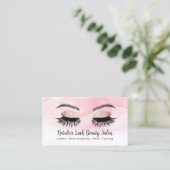 Lashes & Brows Salon Makeup Artist Pink Waterverf Visitekaartje (Staand voorkant)