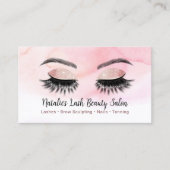 Lashes & Brows Salon Makeup Artist Pink Waterverf Visitekaartje (Voorkant)