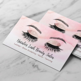 Lashes & Brows Salon Makeup Artist Pink Waterverf Visitekaartje