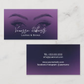 Lashes & Brows Salon Microblading Elegant Paars Visitekaartje (Voorkant / Achterkant)