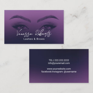 Lashes & Brows Salon Microblading Elegant Paars Visitekaartje
