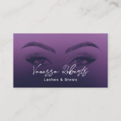 Lashes & Brows Salon Microblading Elegant Paars Visitekaartje (Voorkant)