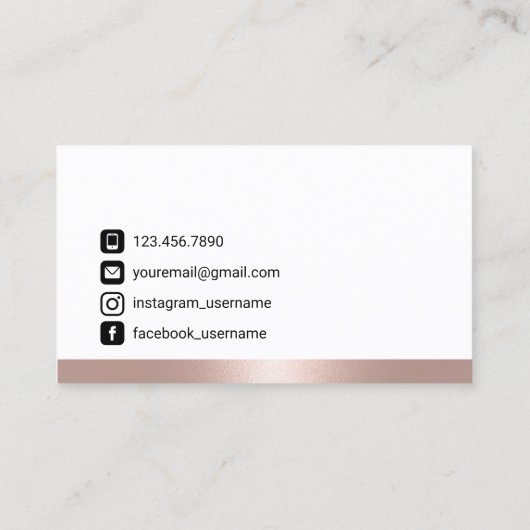 Lashes & Brows Salon Roos Gold Border Social Media Visitekaartje (Achterkant)