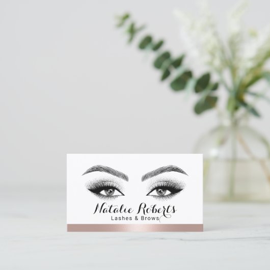 Lashes & Brows Salon Roos Gold Border Social Media Visitekaartje (Staand voorkant)