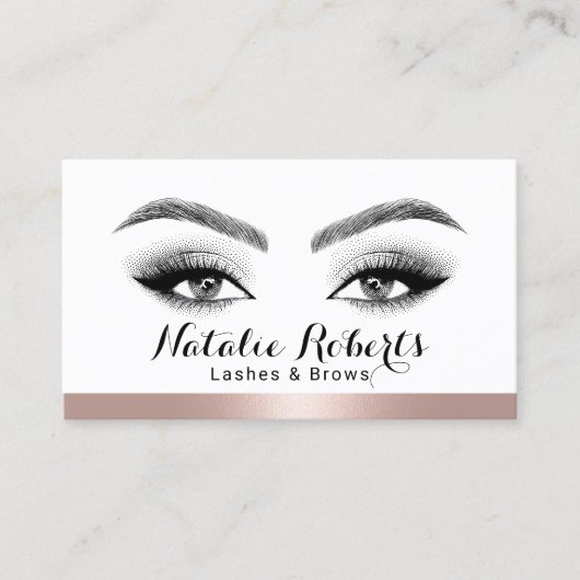 Lashes & Brows Salon Roos Gold Border Social Media Visitekaartje (Voorkant)