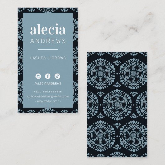 LASHES & BROWS schattig zwart turquoise blauw Visitekaartje (Voorkant / Achterkant)