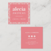 LASHES & BROWS  sierlijk koraal baby roze Vierkante Visitekaartje (Voorkant / Achterkant)