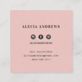 LASHES & BROWS sierlijk koraal blush roze Vierkante Visitekaartje (Achterkant)