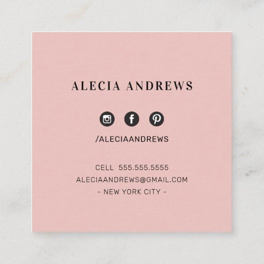 LASHES & BROWS sierlijk koraal blush roze Vierkante Visitekaartje (Achterkant)