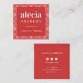 LASHES & BROWS sierlijk koraal roze rood Vierkante Visitekaartje (Voorkant / Achterkant)