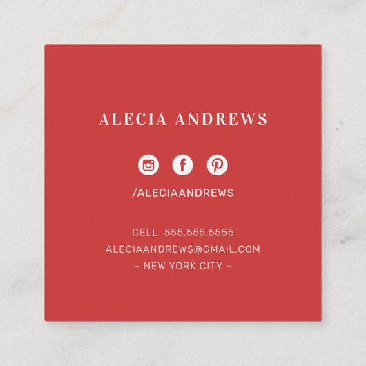 LASHES & BROWS sierlijk koraal roze rood Vierkante Visitekaartje (Achterkant)