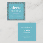 LASHES & BROWS  sierlijk turquoise aqua grijs Vierkante Visitekaartje (Voorkant / Achterkant)