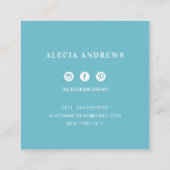 LASHES & BROWS  sierlijk turquoise aqua grijs Vierkante Visitekaartje (Achterkant)