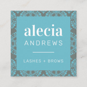 LASHES & BROWS  sierlijk turquoise aqua grijs Vierkante Visitekaartje