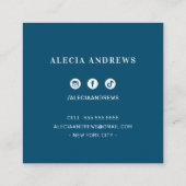 LASHES & BROWS sierlijk turquoise donkerblauw Vierkante Visitekaartje (Achterkant)