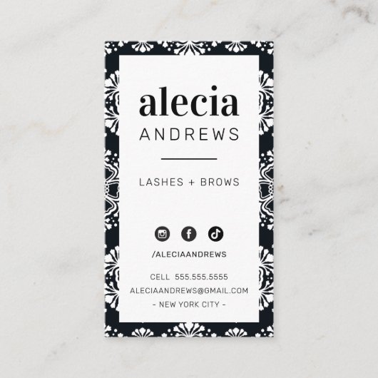 LASHES & BROWS stijlvol  elegant zwart wit Visitekaartje (Voorkant)