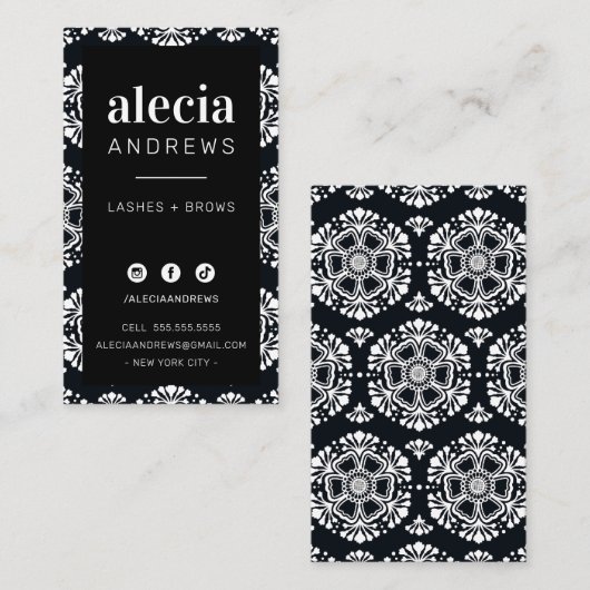 LASHES & BROWS stijlvol stijlvol zwart wit Visitekaartje (Voorkant / Achterkant)