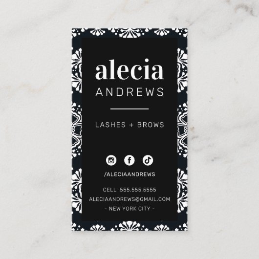 LASHES & BROWS stijlvol stijlvol zwart wit Visitekaartje (Voorkant)
