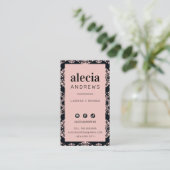 LASHES & BROWS stijlvol  zwart roze zwart Visitekaartje (Staand voorkant)