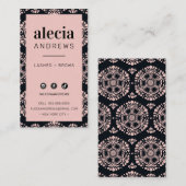 LASHES & BROWS stijlvol  zwart roze zwart Visitekaartje (Voorkant / Achterkant)