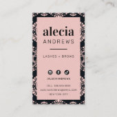 LASHES & BROWS stijlvol  zwart roze zwart Visitekaartje (Voorkant)