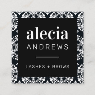 LASHES & BROWS  stijlvol zwart wit Vierkante Visitekaartje