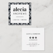 LASHES & BROWS stijlvol zwart wit Vierkante Visitekaartje (Voorkant / Achterkant)