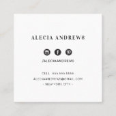 LASHES & BROWS stijlvol zwart wit Vierkante Visitekaartje (Achterkant)